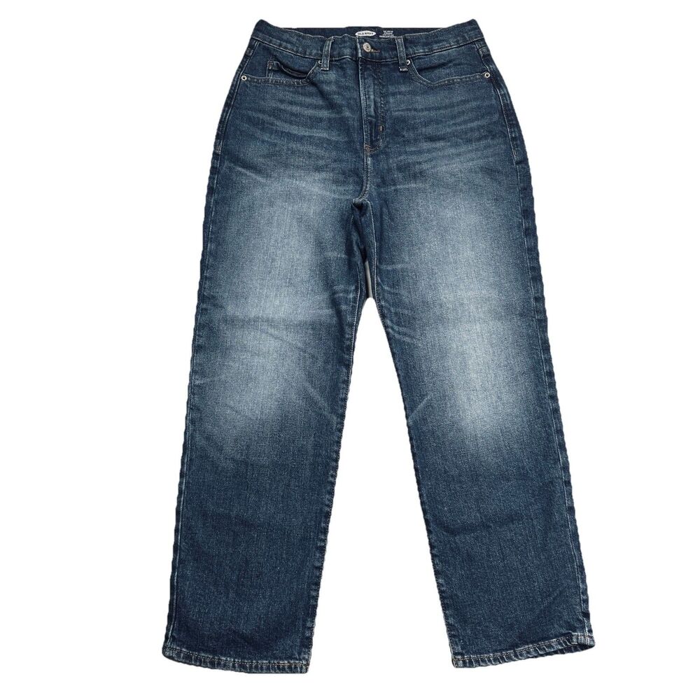 Old Navy Sky Hi Straight Jeans 8 (29x26.5) Blue Relaxed Ankle Stretch Womens